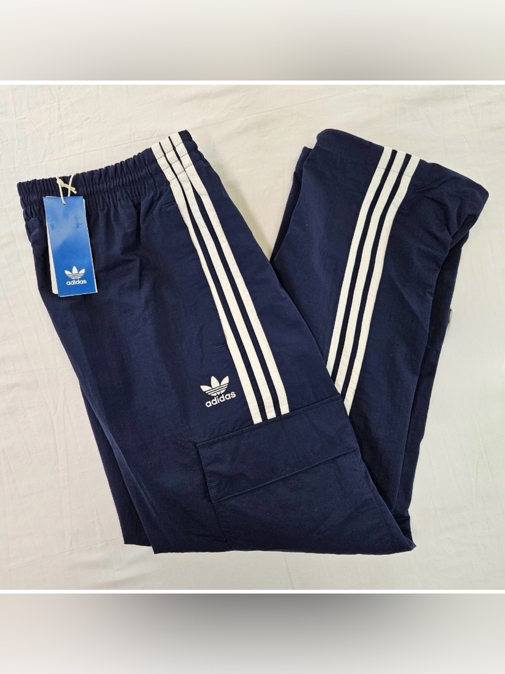 Adidas Originals [2XL] Classic 3-Stripes Woven Cargo Pants Navy Blue HR3362